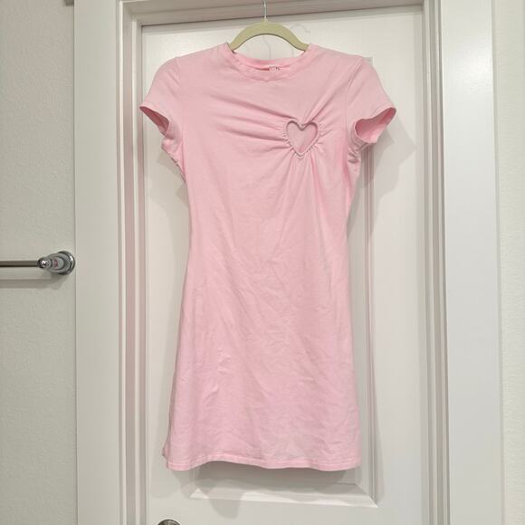 SKIMS COTTON JERSEY HEART MINI DRESS IN CHERRY BLOSSOM SIZE MEDIUM - Picture 5 of 8